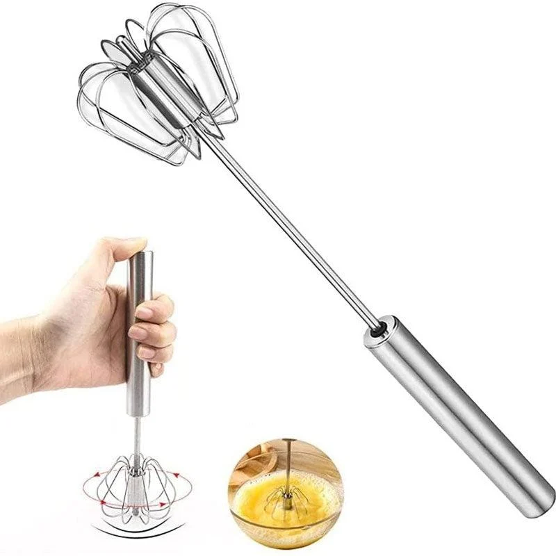 Kitchen Semi-automatic Egg Beater Stainless Steel Easy Whisk -  - #tag1#