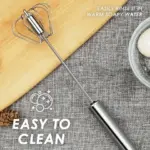 Kitchen Semi automatic Egg Beater Stainless Steel Easy Whisk tag1