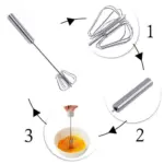 Kitchen Semi automatic Egg Beater Stainless Steel Easy Whisk tag1