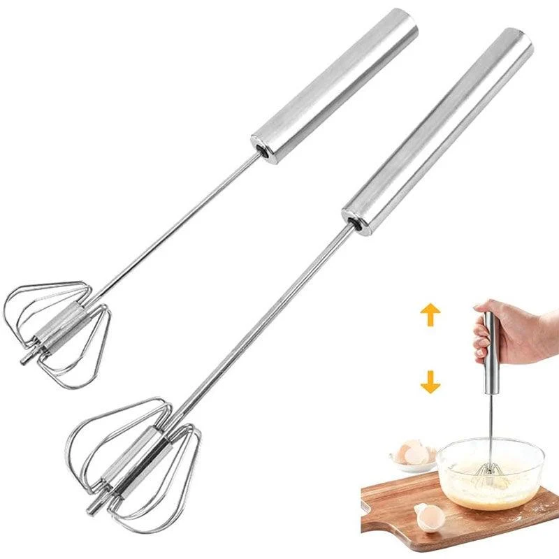 Kitchen Semi-automatic Egg Beater Stainless Steel Easy Whisk -  - #tag1#