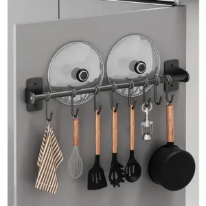 Kitchen hook rack - Steely - Wall storage - lids and cookware storage