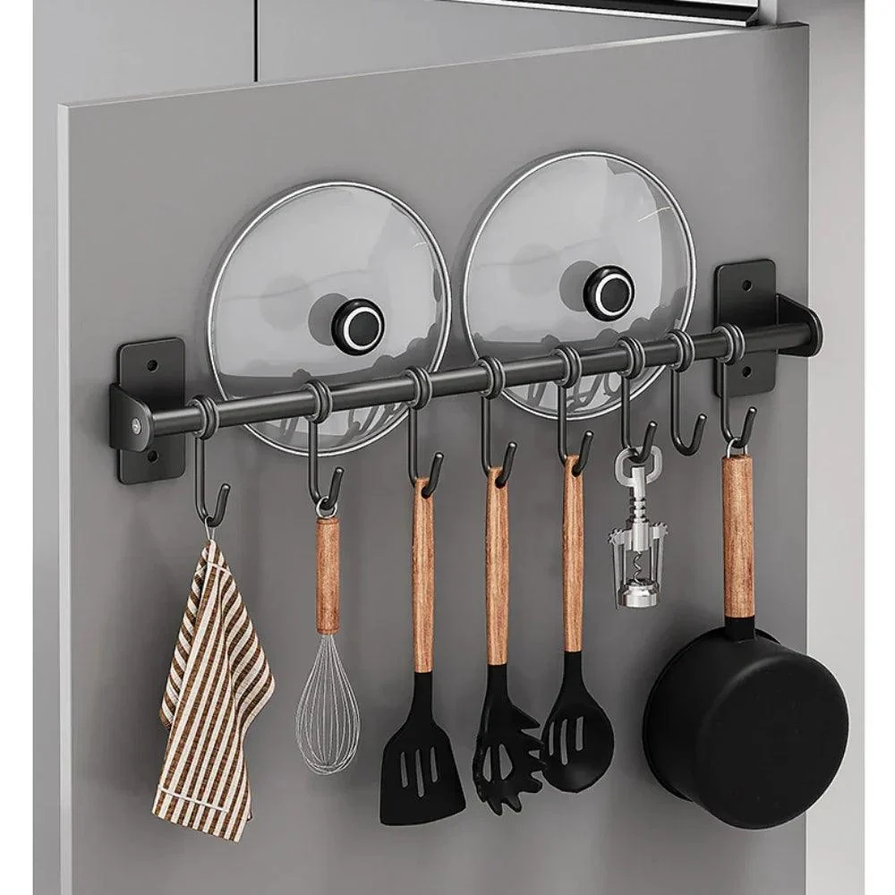 Kitchen hook rack - Steely - Wall storage - lids and cookware storage -  - #tag1#