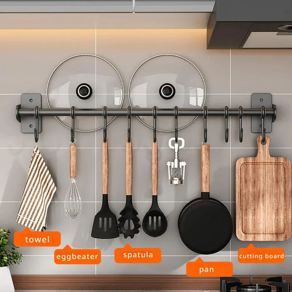 Kitchen hook rack - Steely - Wall storage - lids and cookware storage -  - #tag1#