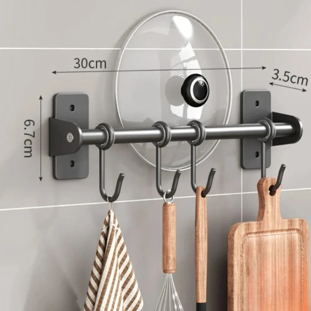 Kitchen hook rack - Steely - Wall storage - lids and cookware storage -  - #tag1#