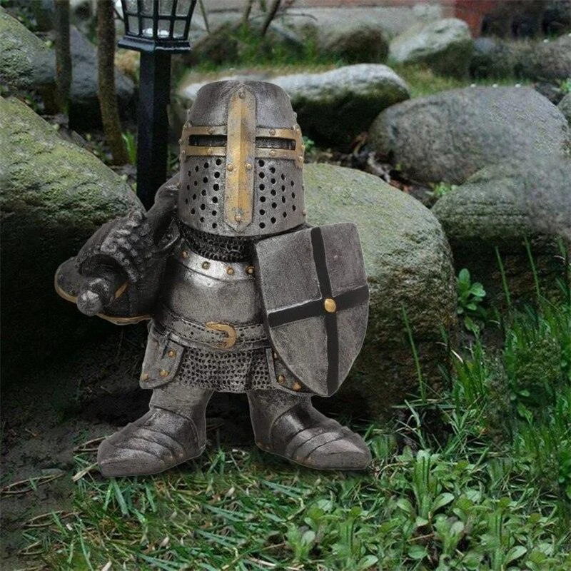 Knight Gnome Statue - Gnomix - Garden Decoration - Medieval Style -  - #tag1#