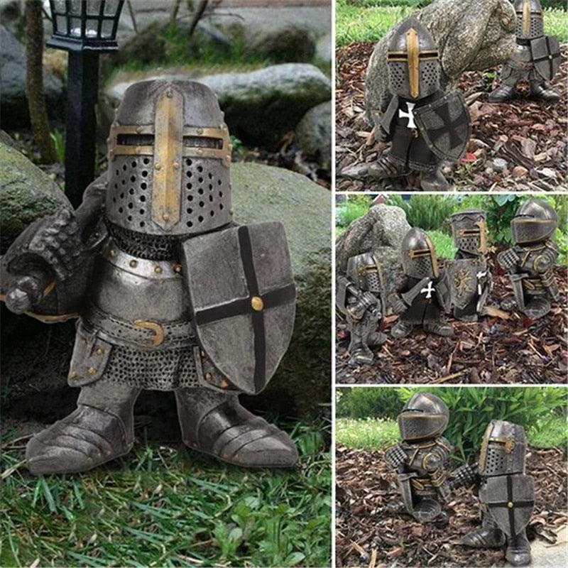 Knight Gnome Statue - Gnomix - Garden Decoration - Medieval Style -  - #tag1#