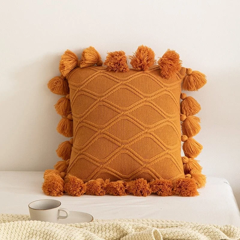 Knit Tassel Pillow Cover -  - #tag1#