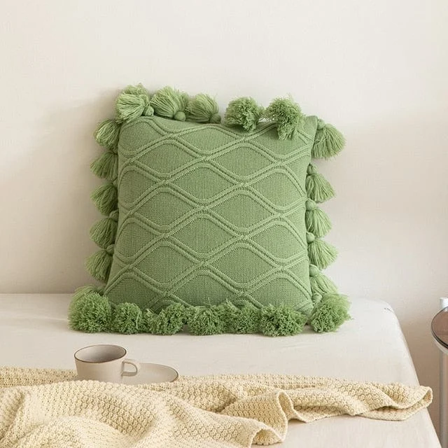 Knit Tassel Pillow Cover -  - #tag1#