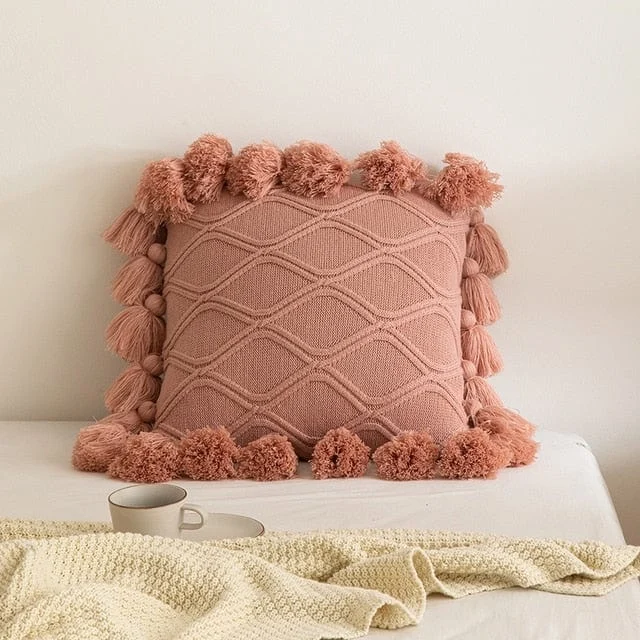 Knit Tassel Pillow Cover -  - #tag1#