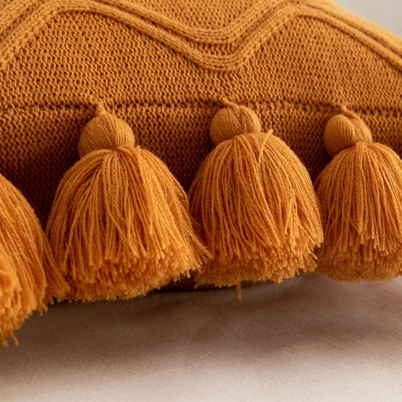 Knit Tassel Pillow Cover -  - #tag1#