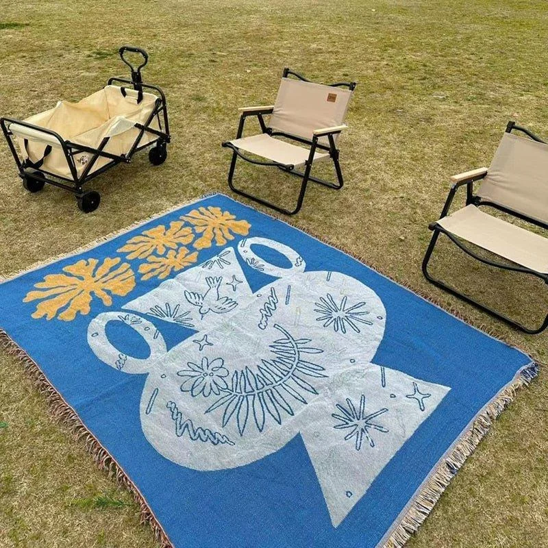 Knitted Jacquard Throw Blanket -  - #tag1#