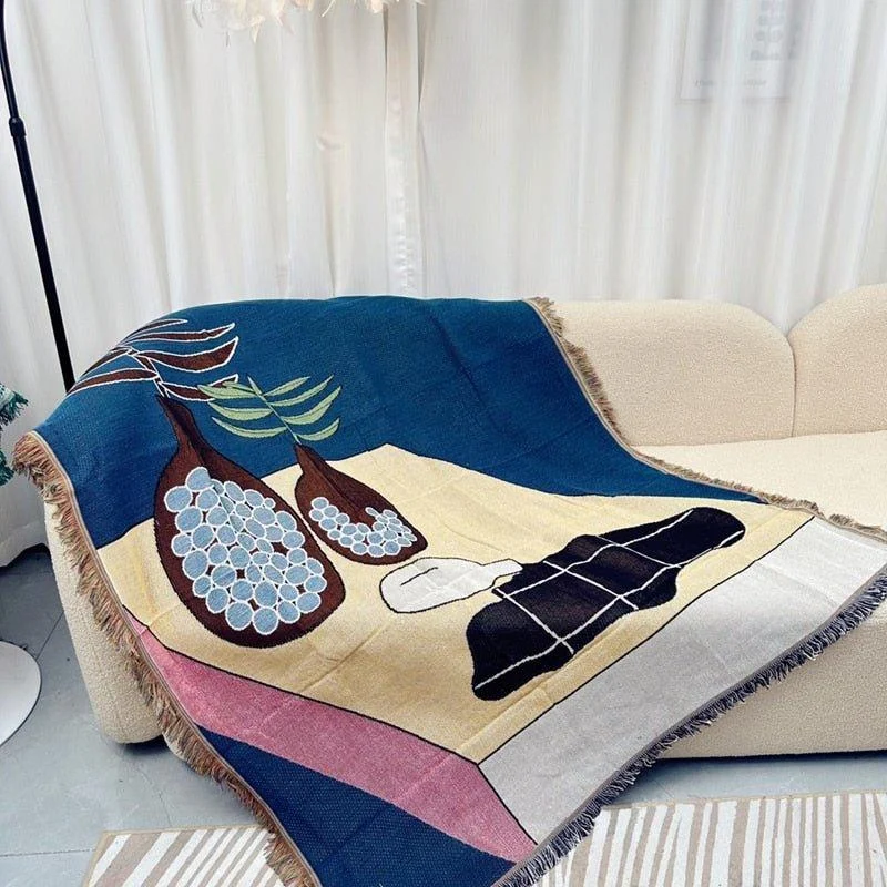 Knitted Jacquard Throw Blanket -  - #tag1#