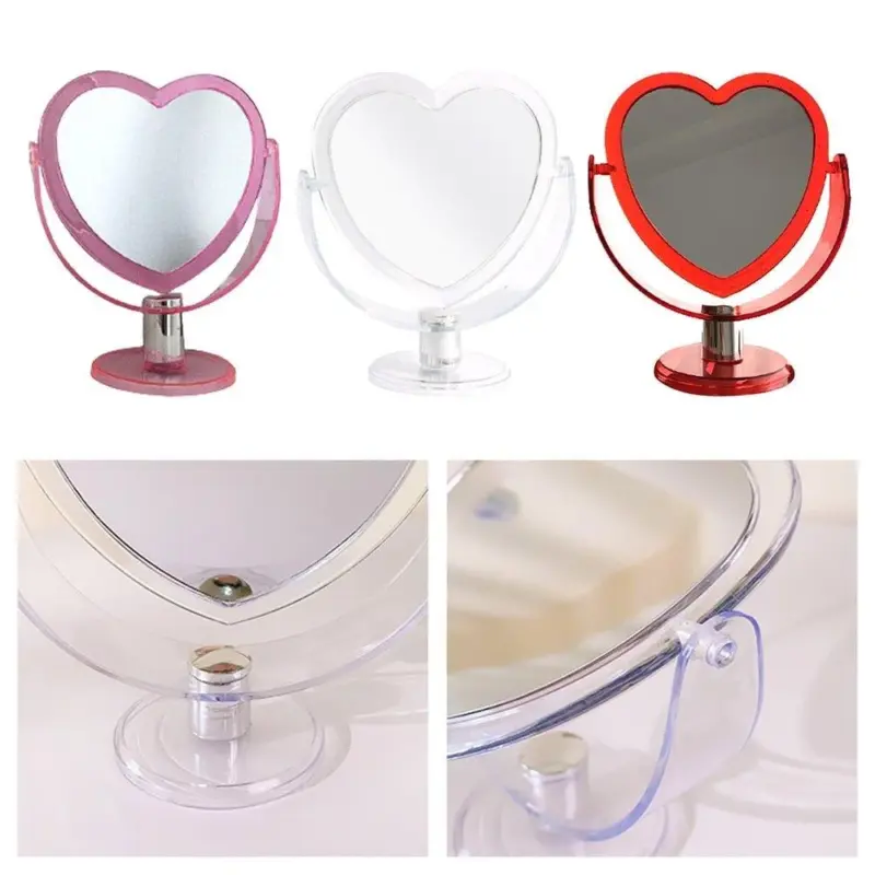 Korean Style Heart Shaped Double Sided Cosmetic Mirror tag1