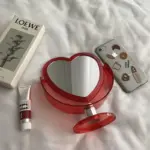 Korean Style Heart Shaped Double Sided Cosmetic Mirror tag1