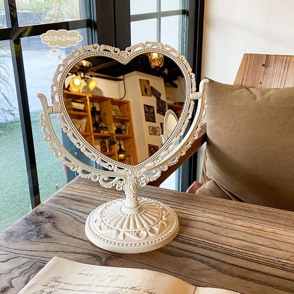 Korean Style Heart Shaped Double Sided Cosmetic Mirror -  - #tag1#