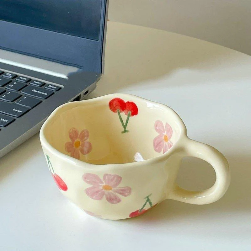 Korean Style Irregular Flower Ceramic Mug -  - #tag1#
