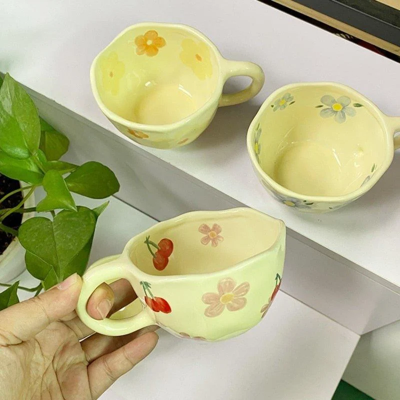 Korean Style Irregular Flower Ceramic Mug -  - #tag1#