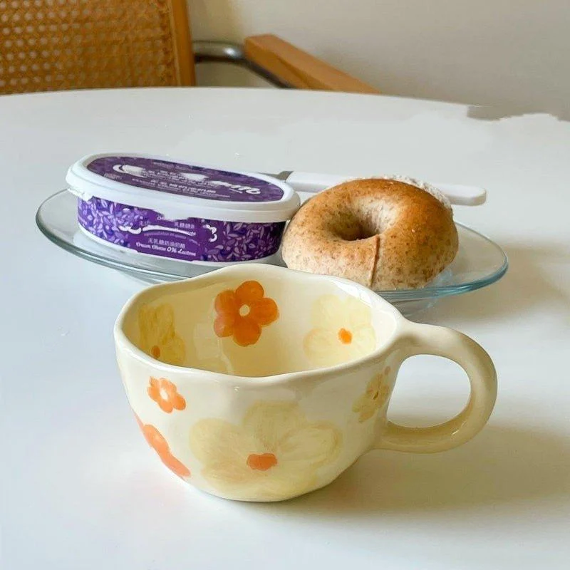 Korean Style Irregular Flower Ceramic Mug -  - #tag1#