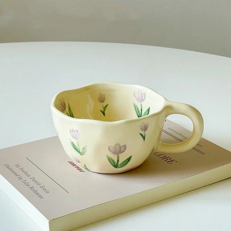 Korean Style Irregular Flower Ceramic Mug -  - #tag1#