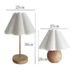 Korean Wood with White Linen Table Lamp Lighting Bedside Desk