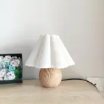 Korean Wood with White Linen Table Lamp Lighting Bedside Desk