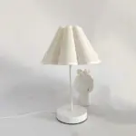 Korean Wood with White Linen Table Lamp Lighting Bedside Desk