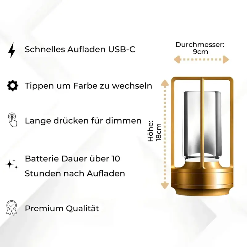 Kristall LaterneEleganteTischlampemitDimmerundTouch Technologie4xlumina