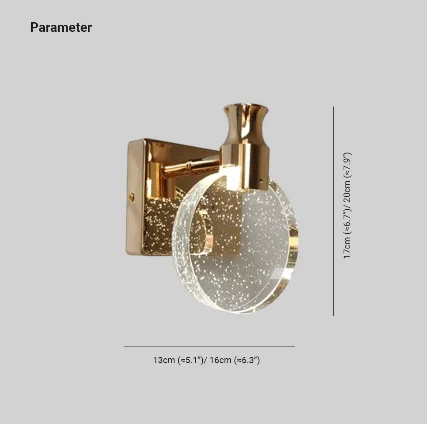 Kristy Modern LED Wall Lamp Gold Bedroom/Dining Room Crystal -  - #tag1#