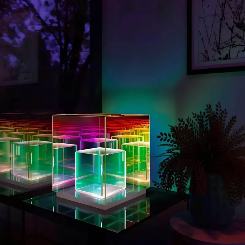 KubischeRGBTischleuchte-ModernesDesignmitFarbwechsel KubischeRGBTischleuchte ModernesDesignmitFarbwechsel