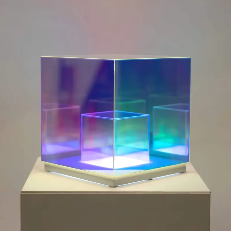 KubischeRGBTischleuchte ModernesDesignmitFarbwechsel3xlumina