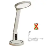 LED Clock Table Lamp USB Chargeable Dimmable Desk Lamp Plug in LED Light Foldable Eye Protection