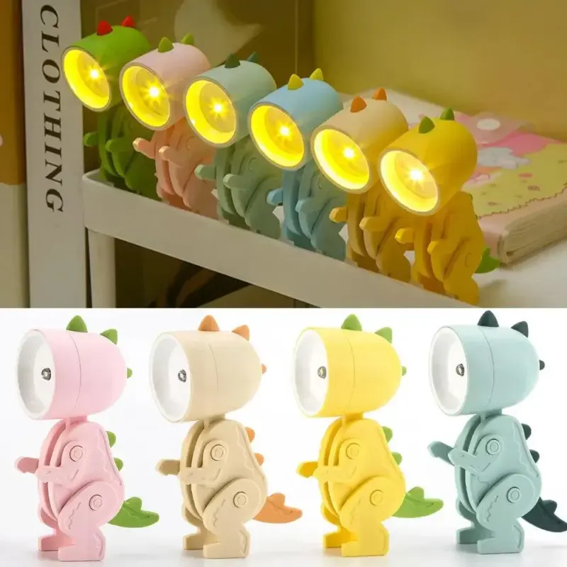 LED Night Light Mini Folding Desk Lamp Cute Pet Lights Dog Deer Dinosaur Flower Portable Night