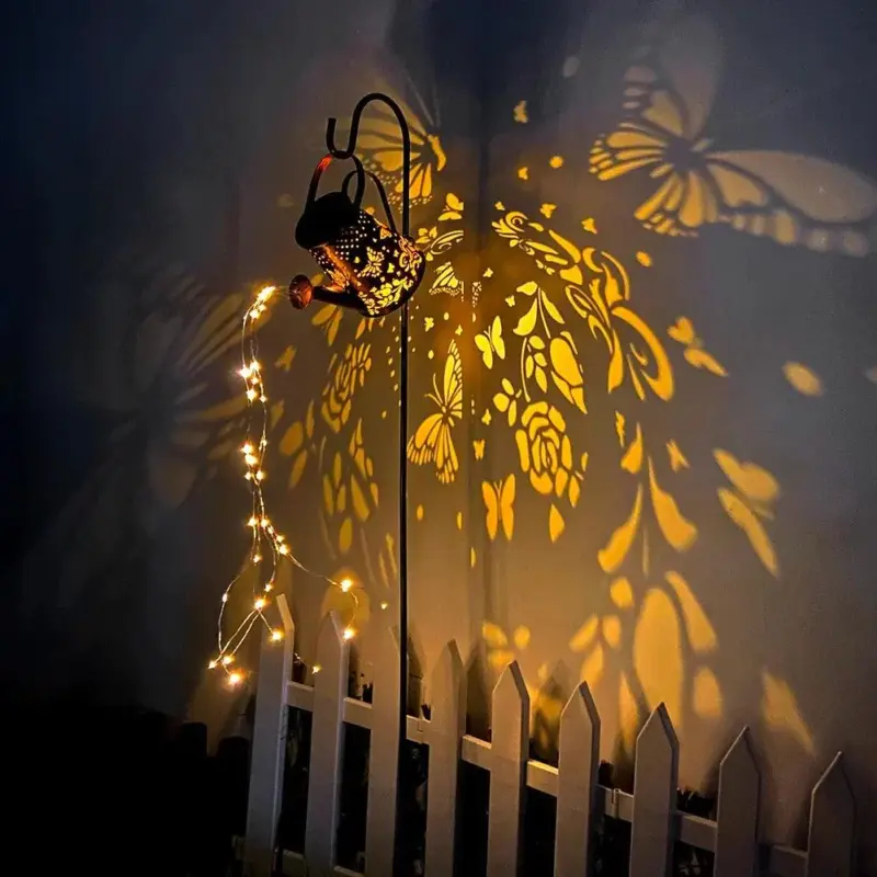 LED Solar Lamp Wrought Iron Hollow Watering Can Projector Light for Garden Walkway Yard Pathway Decoration f36c9d99 e875 4b43 9ea0 45a6fd9228e2