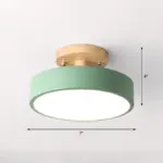 LED Ceiling Light Simple Wood Semi Flush Mount Lighting with Round Acrylic Shade tag1