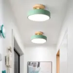 LED Ceiling Light Simple Wood Semi Flush Mount Lighting with Round Acrylic Shade tag1