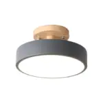 LED Ceiling Light Simple Wood Semi Flush Mount Lighting with Round Acrylic Shade tag1