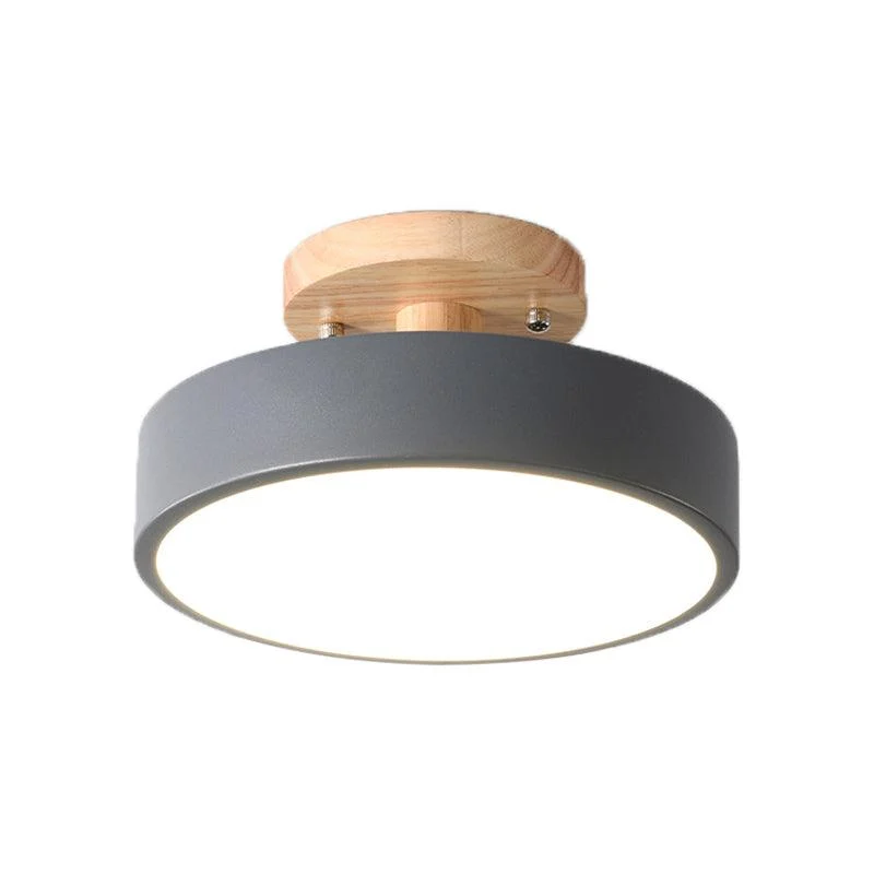 LED Ceiling Light Simple Wood Semi Flush Mount Lighting with Round Acrylic Shade -  - #tag1#