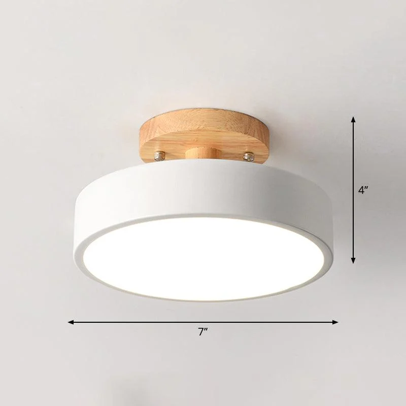 LED Ceiling Light Simple Wood Semi Flush Mount Lighting with Round Acrylic Shade -  - #tag1#