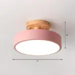 LED Ceiling Light Simple Wood Semi Flush Mount Lighting with Round Acrylic Shade tag1
