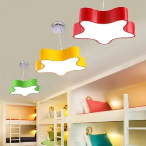 LED Children's Lamp Hanging with Star Acrylic Shade, Red/Green/Yellow Finish