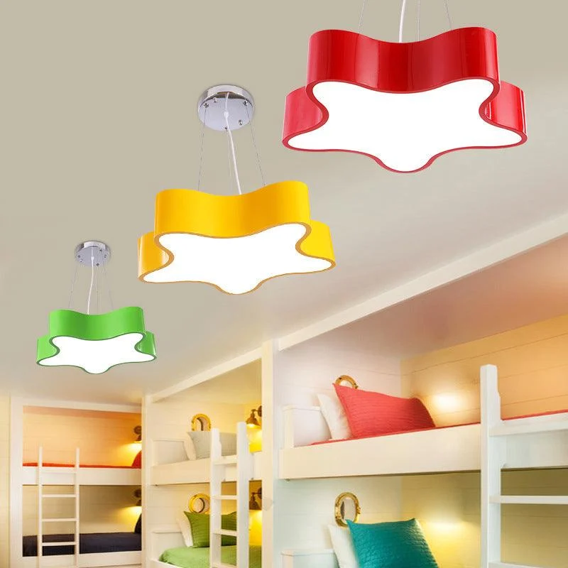 LED Children's Lamp Hanging with Star Acrylic Shade, Red/Green/Yellow Finish -  - #tag1#