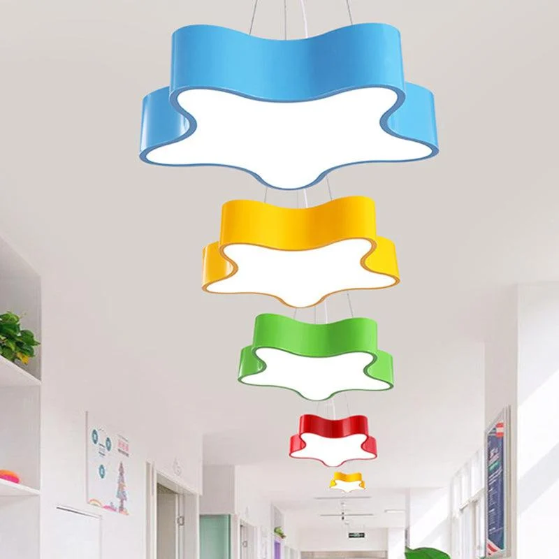 LED Children's Lamp Hanging with Star Acrylic Shade, Red/Green/Yellow Finish -  - #tag1#
