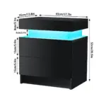 LED Coffee Table 2 Drawers Table Storage Organizer Bedside Cabinet tag1