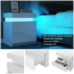 LED Coffee Table 2 Drawers Table Storage Organizer Bedside Cabinet tag1
