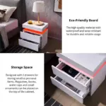 LED Coffee Table 2 Drawers Table Storage Organizer Bedside Cabinet tag1