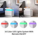 LED Coffee Table 2 Drawers Table Storage Organizer Bedside Cabinet tag1