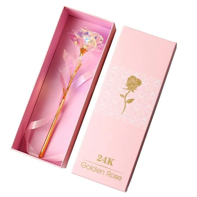 LED Enchanted Galaxy Rose Eternal 24K Gold Foil Flower For Christmas Valentine's Day Gift -  - #tag1#