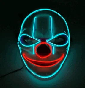 LED Mask Illuminated Glowing Joker Mask For Costume Halloween Rave Cosplay Party Xmas -  - #tag1#