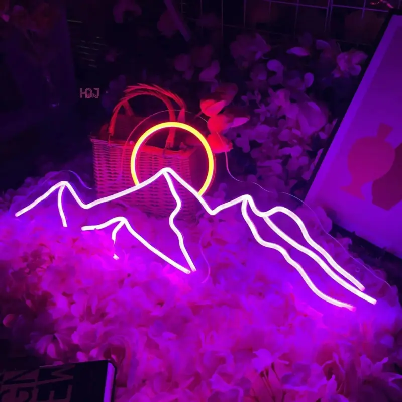 LED Mountain Sun Neon Light Sign tag1