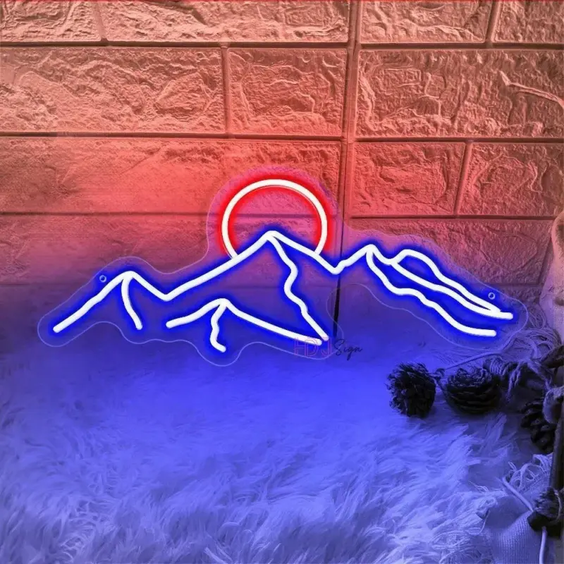 LED Mountain Sun Neon Light Sign tag1